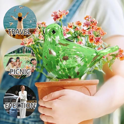 Glass Bird Shaped Plant Watering Ball Glass Automatic Watering Ball Flower Pot Insertion Spike Drip Irrigation Device Watering Ball Irrigation System Plant Enthusiast Gift