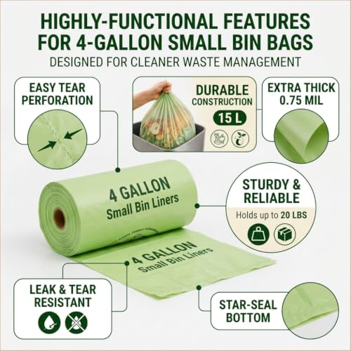 4 Gallon Compostable Trash Bags (100 Count (Pack of 1))