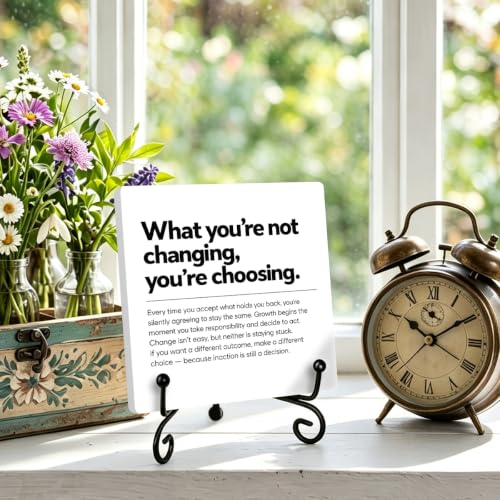 Motivational Quote for Home Office Book Shelf Table Decor 6.3x6.3 Inch 08 (Multicolor 1707 / Wooden sign with iron frame（6.3 x 6.3 inches）)