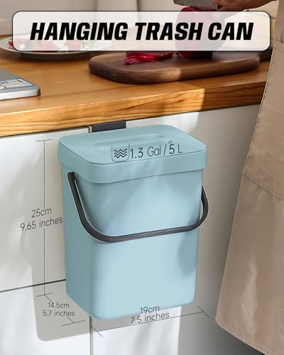 1.3 Gal Hanging Small Trash Can with Lid