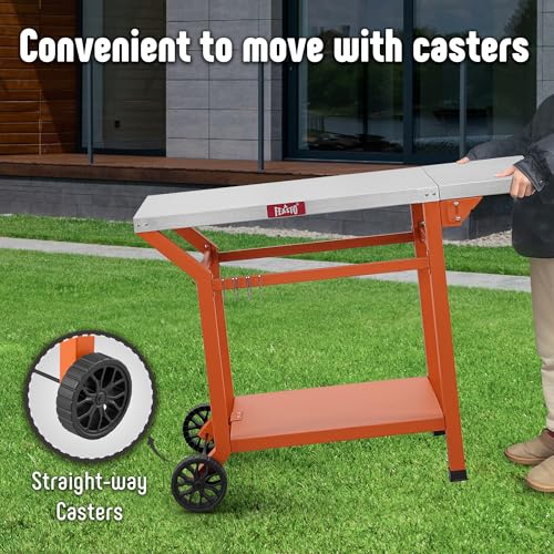 43" Lx20 W Grill Table with Folding Side Table & Undershelf