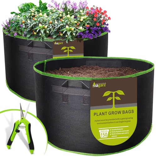 2 Pack 150 Gallon Fabric Flower Pots Garden Felt Grow Bags with handle (2 Count)