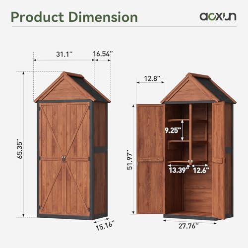 Solid Wood Outdoor Cabinet 2.3'x1.3' with Asphalt Roof & Floor (Brown / 2.5'x1.5')