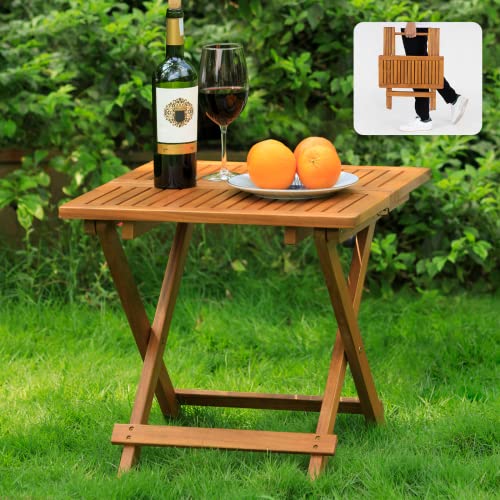 Mira Acacia Wood Folding Bistro Side Table
