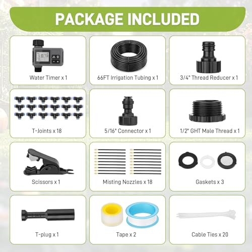 66FT Drip Irrigation System with Water Timer