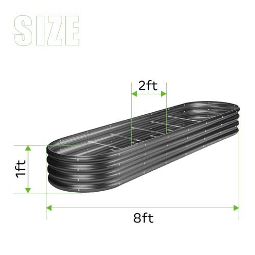 8×2×1ft Galvanized Raised Garden Bed Kit