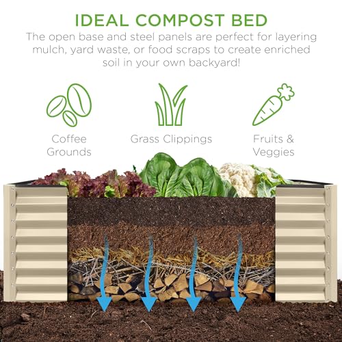 8x4x2ft Outdoor Metal Raised Garden Bed
