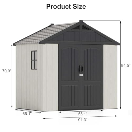 8x6 FT Resin Outdoor Storage Shed with Floor (Beige / 8x6 FT)