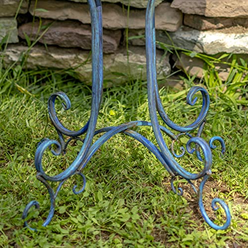 Deep Well Made Metal Birdbath with 2 Cast Iron Birds and Leaf Decoration