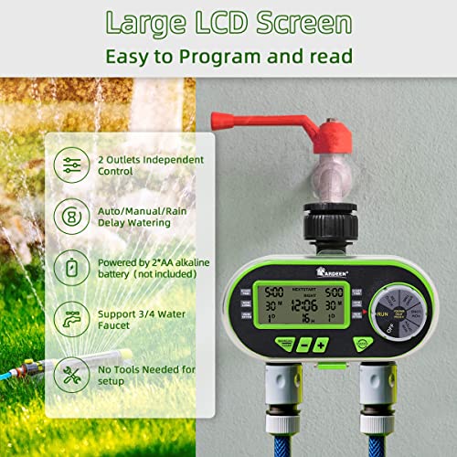 2 Outlet Garden Digital Electronic Water Timer LCD Display