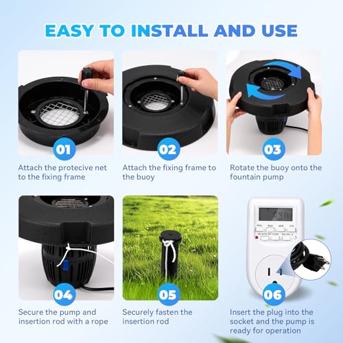 Pond Fountain Aerator 5000GPH Floating Fountain Pump for Large Pond