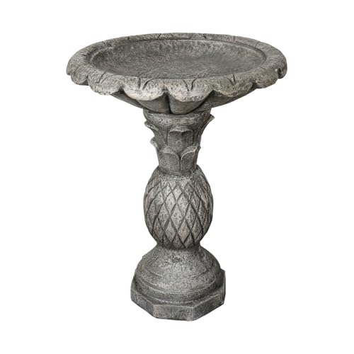 24.8" H Cement Modern Outdoor Bird Bath