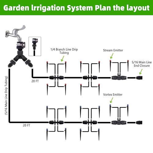 240FT DIY Automatic Drip Irrigation System Kit for Garden (175 Count)