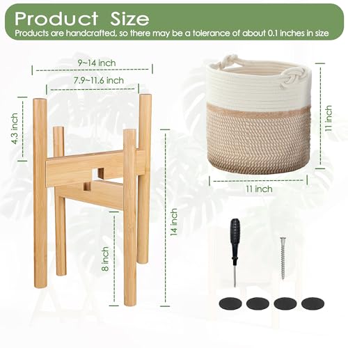 Flower Pot Rattan Plant Stand Planter with Stand