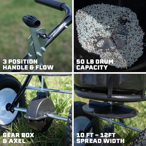 50 lb Professional Fertilizer Push Broadcast Spreader