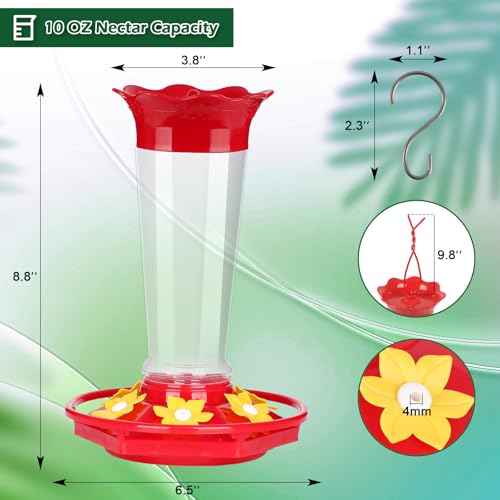10oz Plastic Hummingbird Feeders for Outdoors (2 Count)