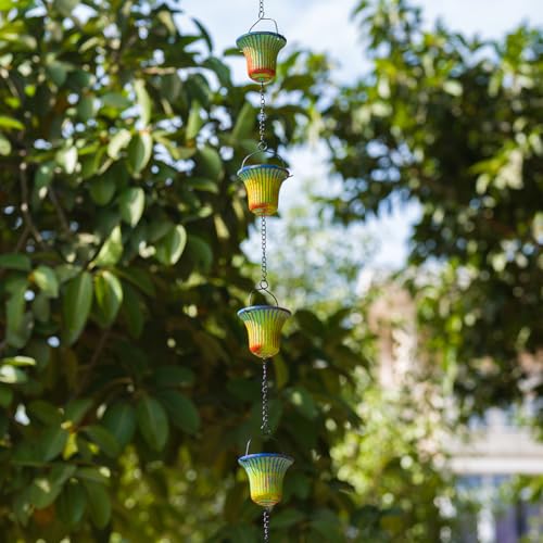 10ft Rain Chains for Outside Gutters (Green & Yellow)