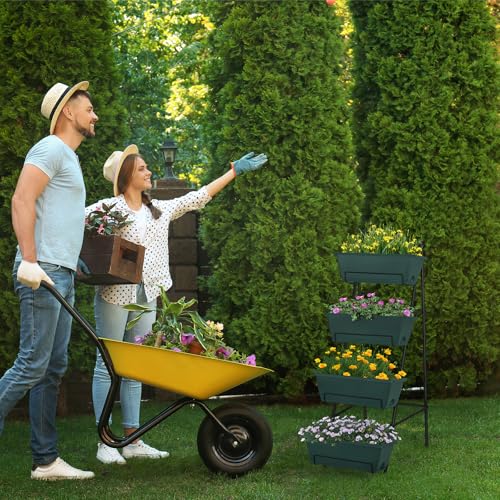 Raised Garden Bed 4 Tier Vertical Garden Planters Indoor Outdoor Raised Planter Box with Legs Elevated Herb Garden Planter for Flowers Vegetables Plants