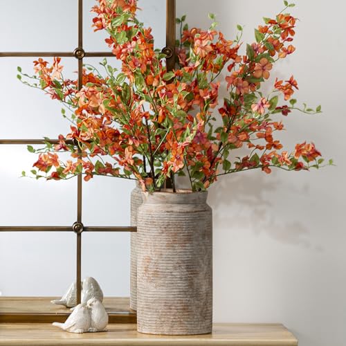 Ceramic Flower Vase 12 inch Farmhouse Rustic Vase for Home Decor Handcrafted Pottery Tall Terracotta Vases for Dining Table Decor Fireplace Living Room Bathroom Wedding Centerpiece (01-l-terra)