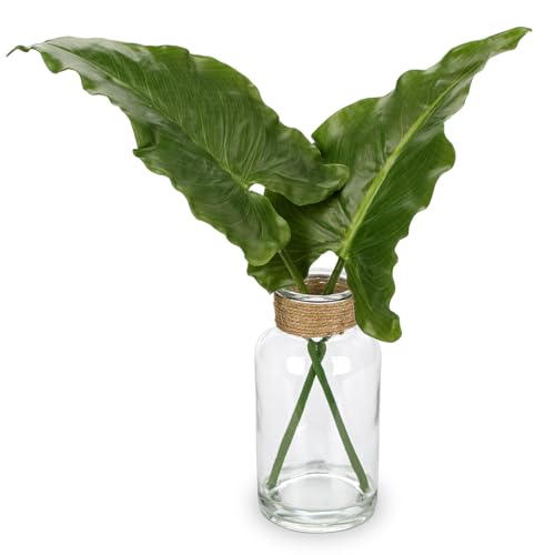 Faux Greenery Stems in Glass Vase with Faux Water