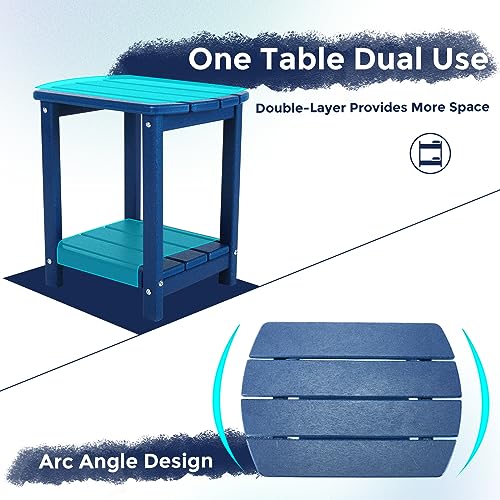Adirondack Square Outdoor Side Table (Blue / a:Oval 2-Tier)