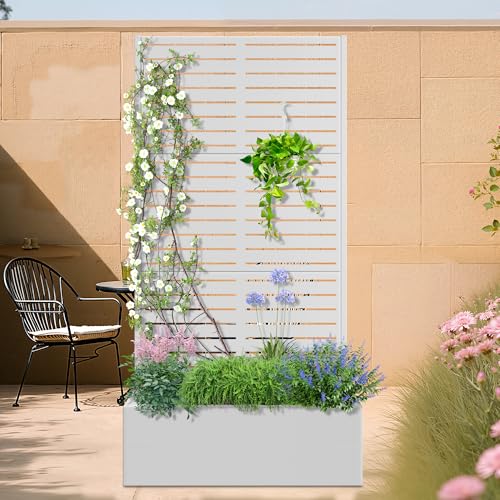 Metal Planter Box with Trellis and Drainage Hole