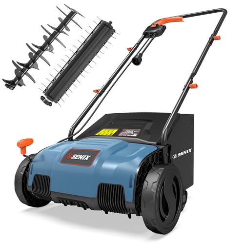 12 Amp 13 Inch Corded Electric Dethatcher and Scarifier with Collection Bag
