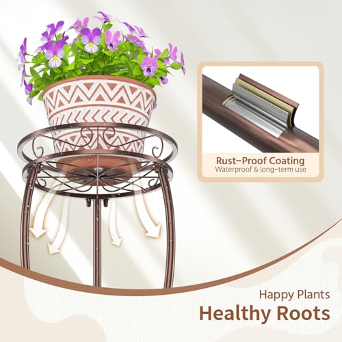 3 Tiers Metal Corner Plant Flower Stand Tall Indoor Outdoor (Classic Bronze / 3 Tier)
