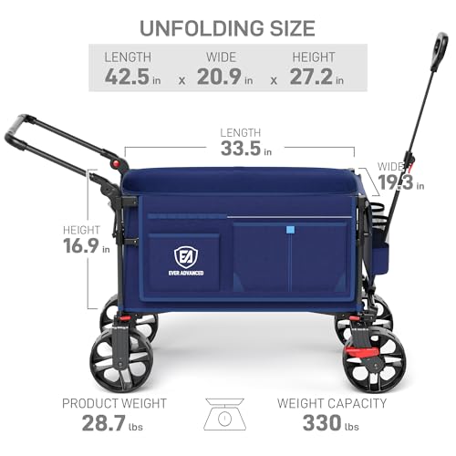Folding Push Wagon with Brakes