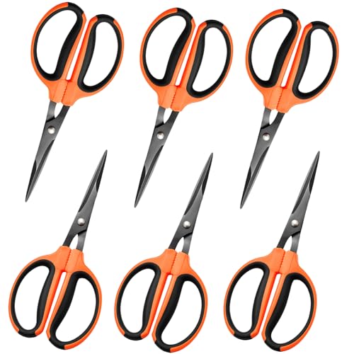 6 Packs Trimming Scissors Teflon Coated Non Stick Blades Pruning Shears Gardening Hand Pruning Snips with Straight Stainless Steel Precision Blade (6 Count)
