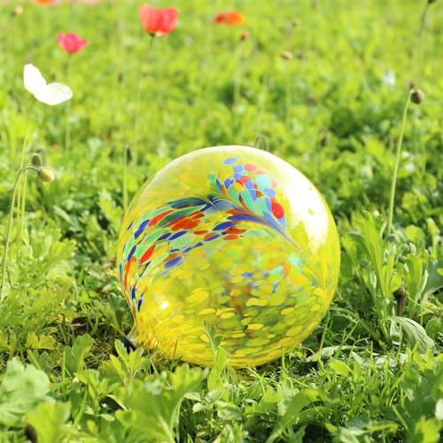 10" Gazing Ball Glass Reflective Garden Globe for Outdoor Decor (Yellow)