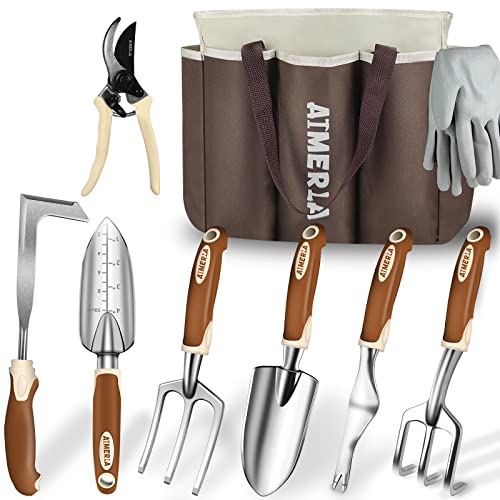 Gardening Tools Set of 9 Heavy Duty Garden Tools with Non (9 Count)