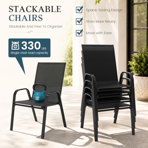 7 Piece Patio Dining Set (Black / 7 PCS)