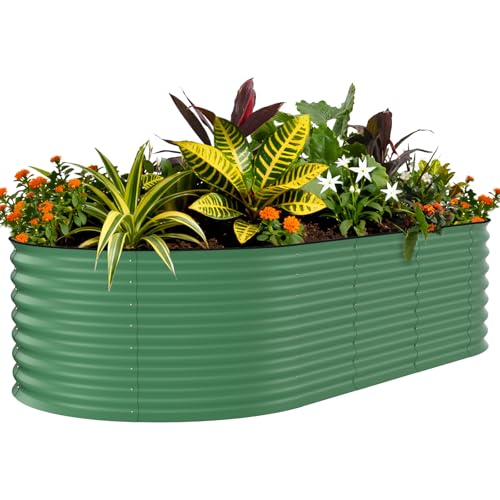 8x4x1.5ft Galvanized Raised Garden Bed (Green-Oval / 8x4x1.5ft)