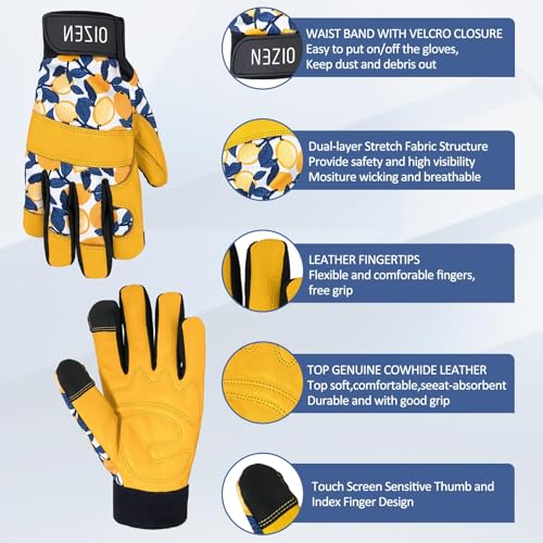 Cowhide Leather Thorn Proof & Puncture Resistant Gardening Gloves for Women and Men