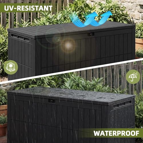 220 Gallon Deck Box Outdoor Storage Box Lockable Waterproof Indoor Outdoor Storage Container for Patio Cushions
