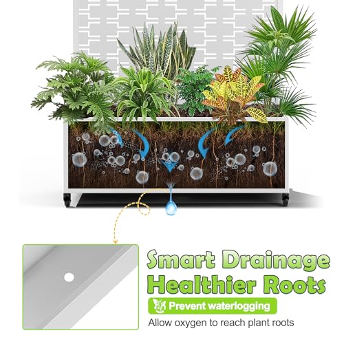 15.7"×70.9"×35.4" Metal Raised Garden Bed with Trellis and Wheels