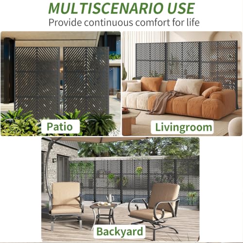 Metal Privacy Screen Outdoor Freestanding (Black / Rectangle B)