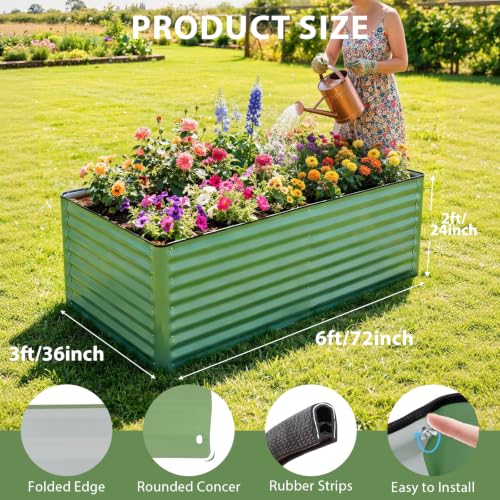 6x3x2 Ft Galvanized Steel Raised Garden Bed (Olivergreen / 6x3x2 (Pack of 1))