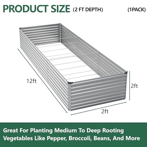 12x2x2ft Galvanized Raised Garden Bed