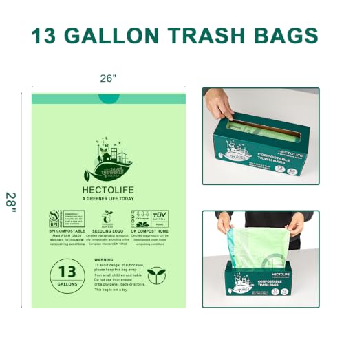 13 Gallon 200 Count Compostable Trash Bags with Home (50 Count)