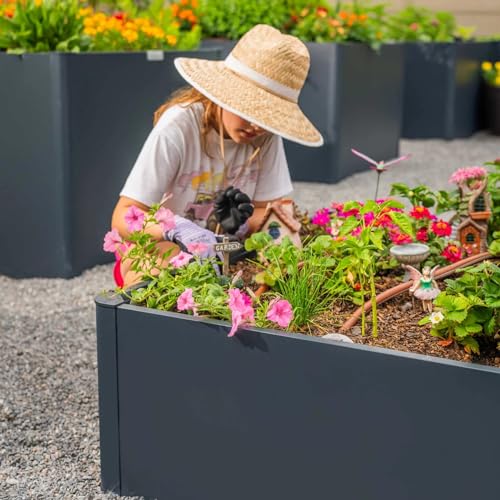Modern Raised Garden Bed 17" Tall 27" x 83" Heavy Metal Planter for Trees Plants Flowers Double