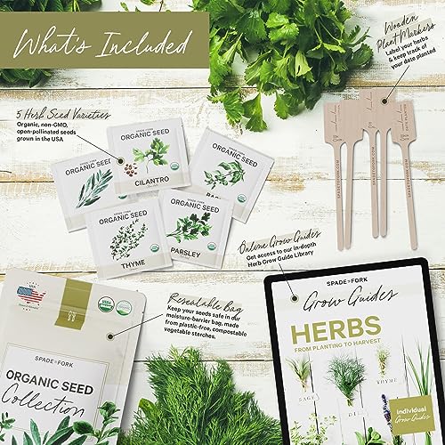 5 Certified Organic Herb Seeds Variety Pack (5 Count)