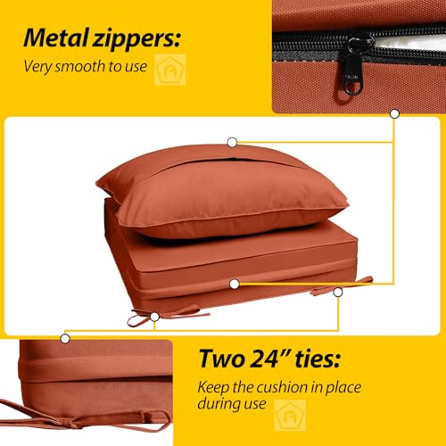 Outdoor Chair Cushions (Rust / 24"x24"x5" / 24"x19")