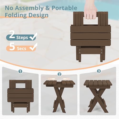 Small Outdoor Folding Side Table HDPS14 Inch Height