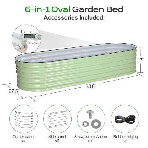 17" Tall Oval Galvanized Raised Garden Bed Kit