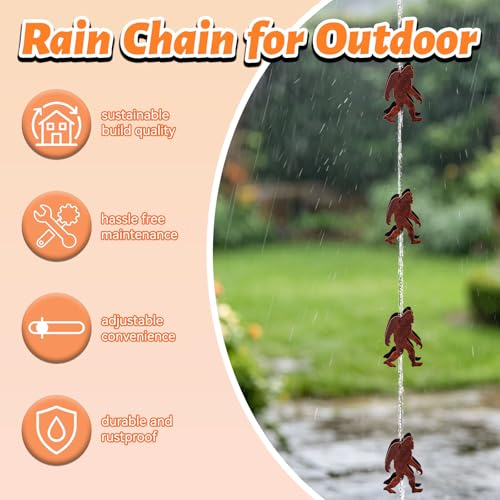 10.7FT Rain Chains for Gutter with 10 Orangutan Cups (Orangutan)