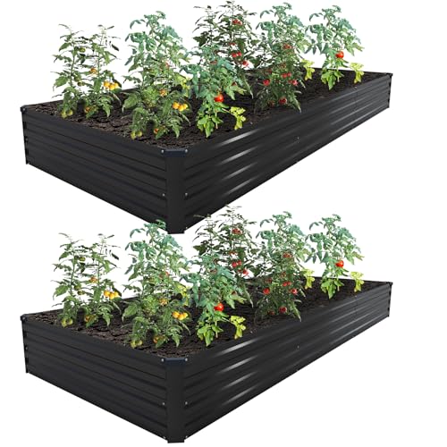 2PCS 12x4x1ft Galvanized Raised Garden Bed Kit (2 Count)