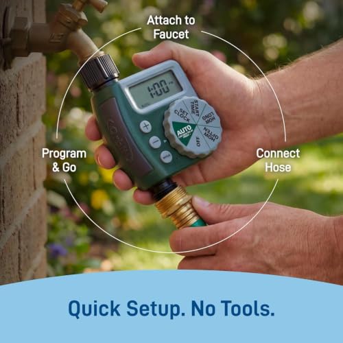 2-Pack (2 Total Timers) Orbit Programmable Digital Hose Watering Timer - 1 Outlet - Battery Powered - with LCD Screen - Built-in Rain Delay - Water-Resistant - 62061 (2-Pack 1 Outlet)
