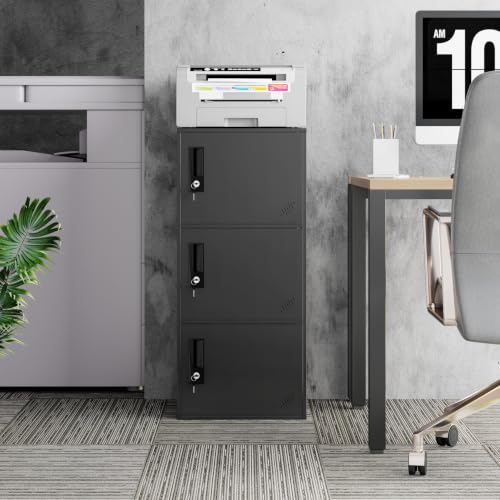 Metal Storage Locker Cabinet for Office (Black-2 / 3 DOOR)